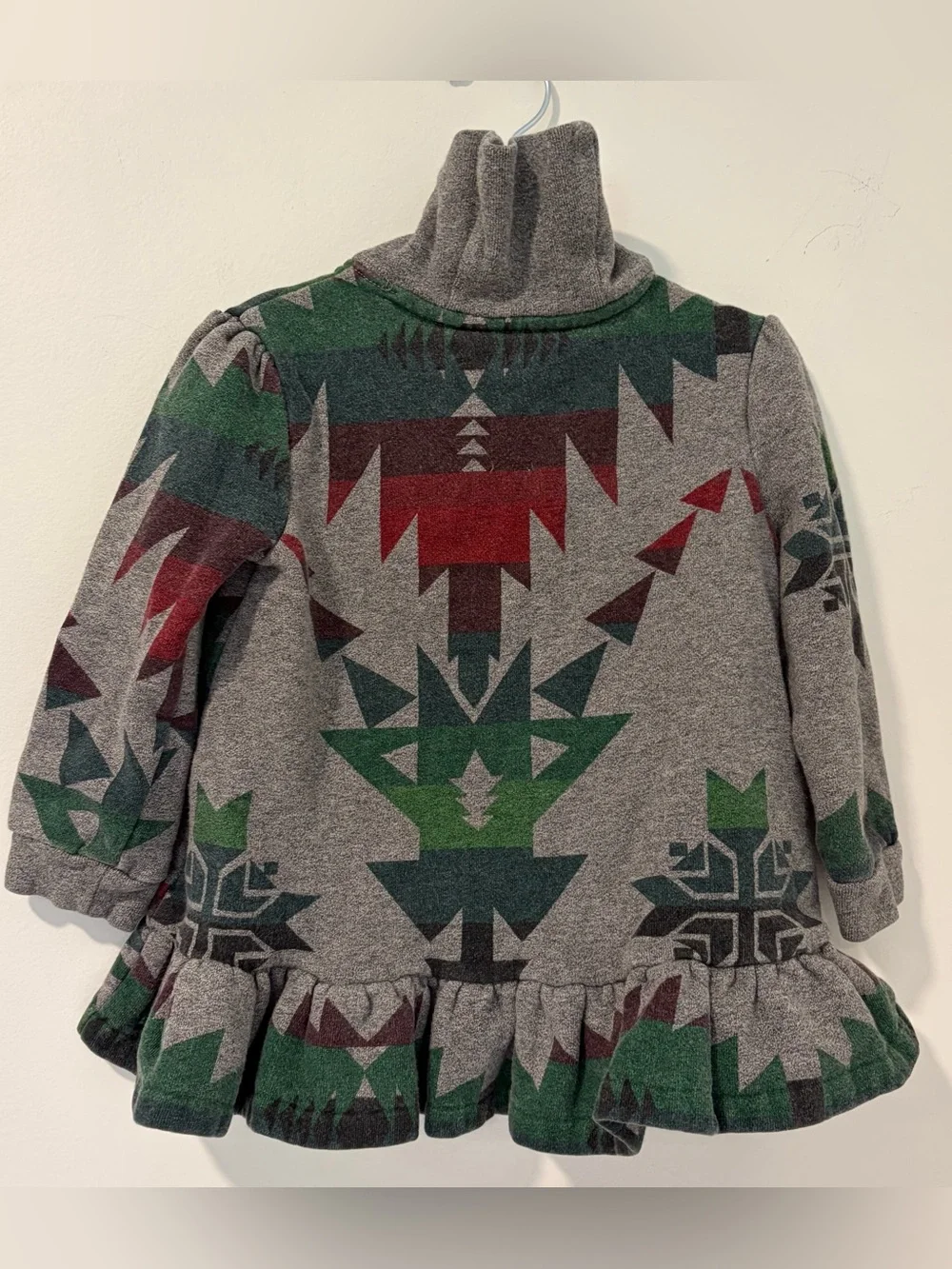 Ralph Lauren Baby Girl 24M Aztec Southwestern Toggle Tunic Top Sweater Ruffle